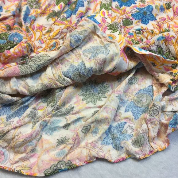 Playa Lucila Midi Fit & Flare Dress XS Womans Pink Blue Floral Short Sleeve Boho - Picture 5 of 14